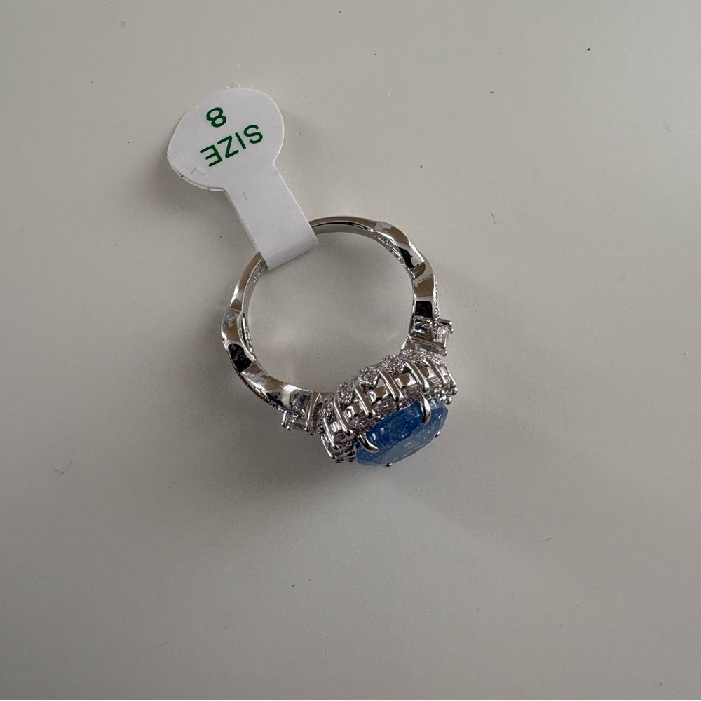 Bomb Party The 2424 Ring RG77681 Aqua Blue Ice Crystal Rhodium Plating - Picture 7 of 7